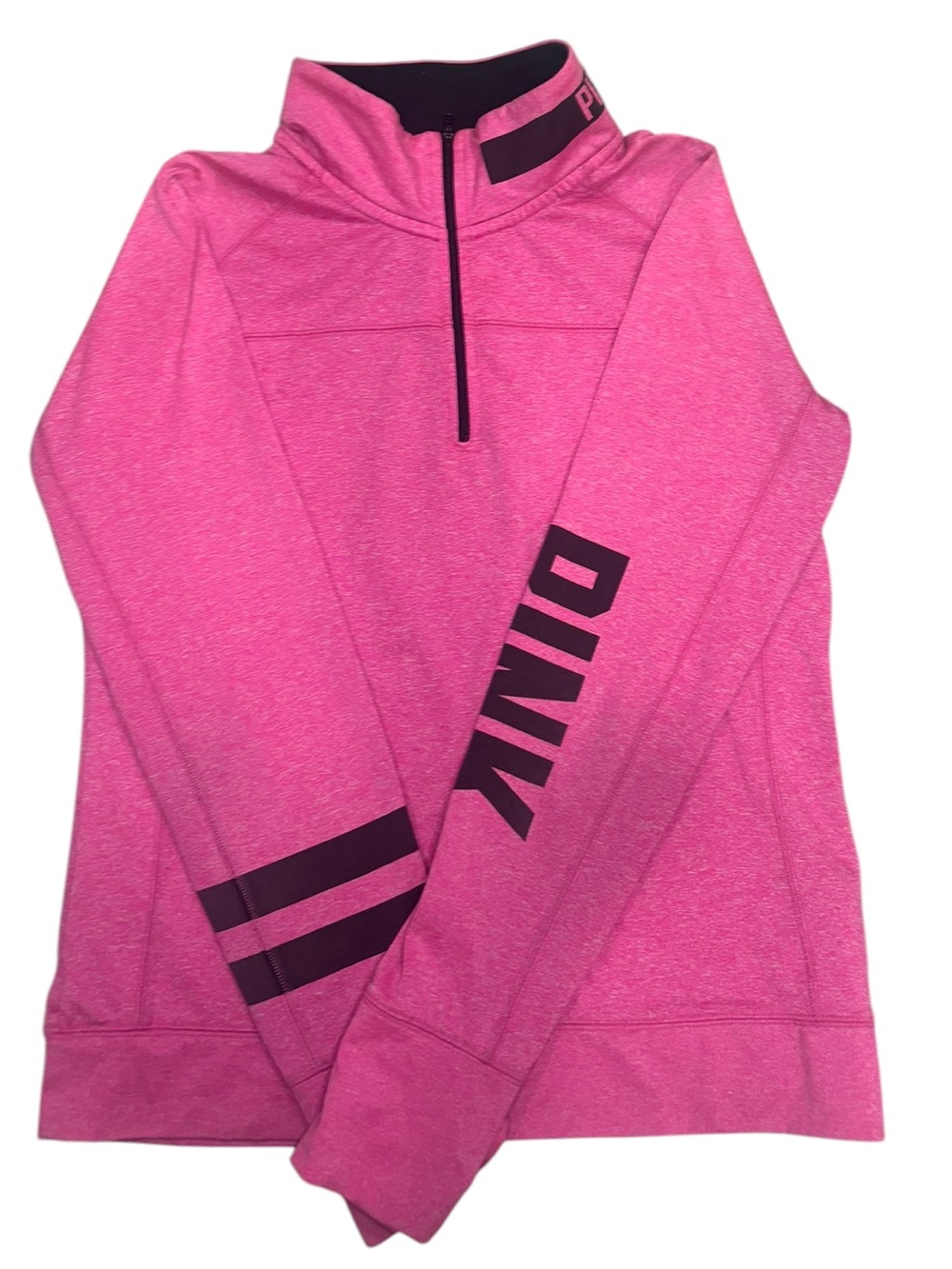 PINK Victoria’s Secret L Pink Quarter Zip Pullover Athletic Sweatshirt